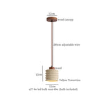 LED Pendant Lamp Yellow Travertine Wood Nordic Minimalism Hanging Light