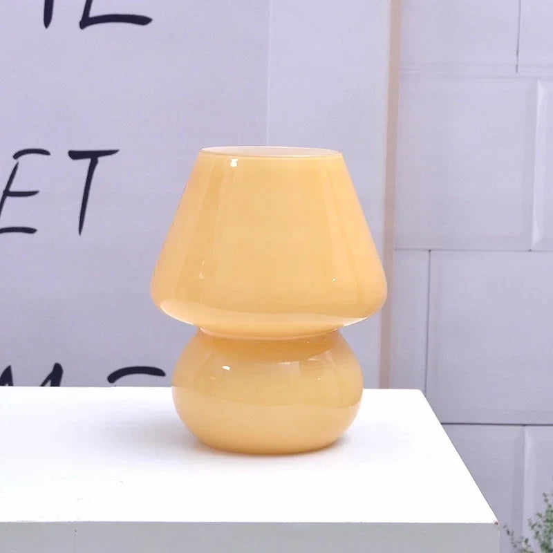 Striped Mushroom Glass LED Desk Lamp in Korean Ins Style