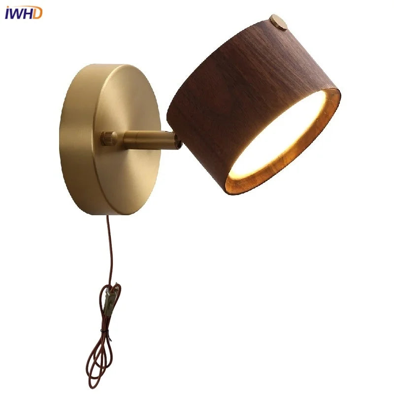 LED Wood Base Wall Sconce Modern Art Light Fixture for Living Room & Bathroom