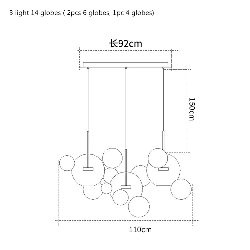 Milky Glass Globes LED Pendant Lights for Dining Room, Modern Luminarias LED Hanging Lamp