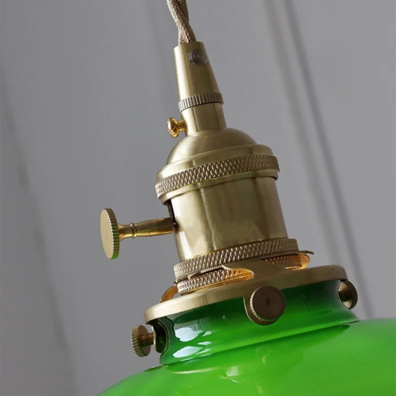 Green Glass Adjustable LED Pendant Lamp - Modern Nordic Hanging Light