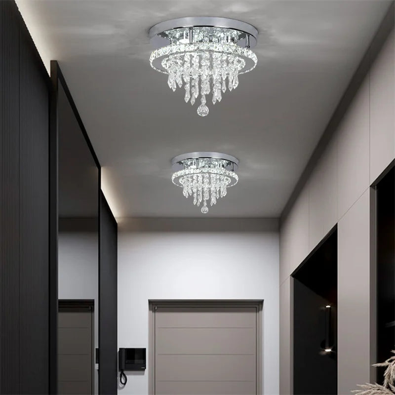Crystal Ceiling Lamp Smart LED Chandelier Remote Control Hanging Decor