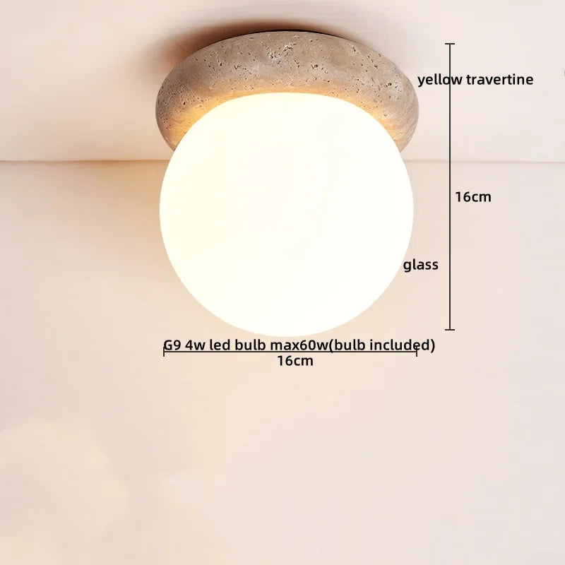 Yellow Travertine Stone LED Ceiling Light for Modern Nordic Ambiance