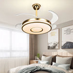 Invisible Gold Ceiling Fan with LED Light and Retractable Blades
