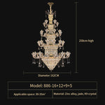 Duplex European Crystal Chandelier for Staircase with Hollow Design