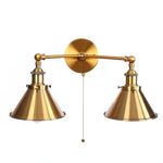 Afralia™ Industrial Vintage LED Wall Light Iron Gold 2 Heads Simple Lamparas De Pared.