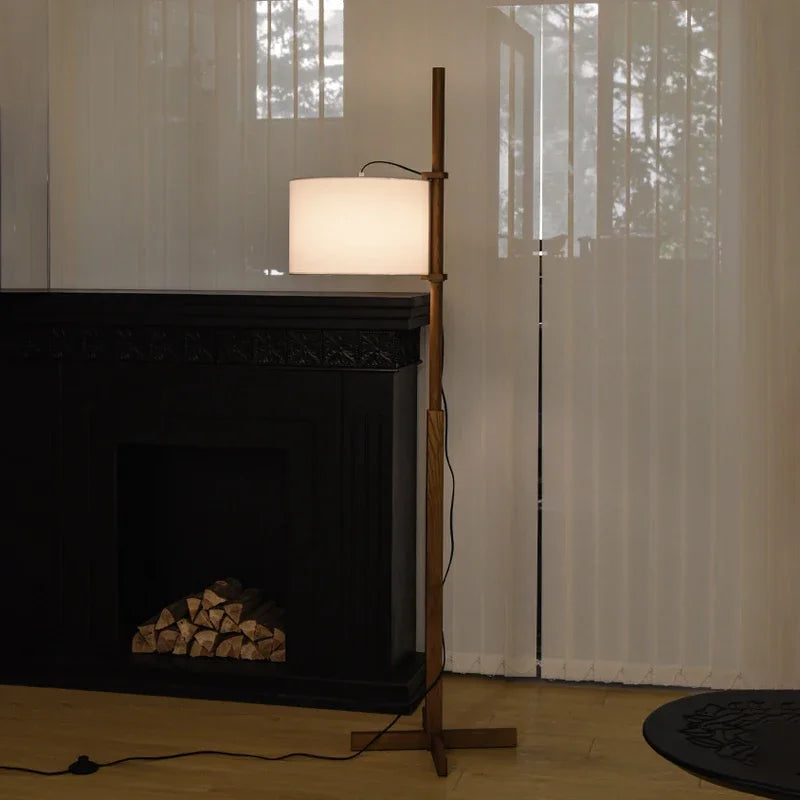Solid Wood LED Floor Lamp for Home Decor and Living Room Lighting