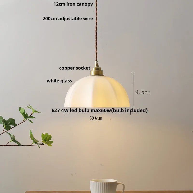 White Glass LED Pendant Lamp for Modern Home Decor and Lighting