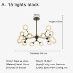 Glass Ball Pendant Chandelier for Living Room Bedroom Dining Room