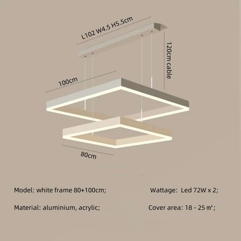 Modern Straight Pendant LED Light - Minimalist Painted Aluminium Chandelier