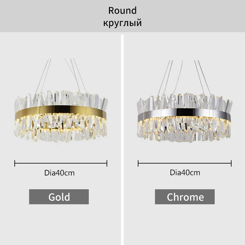 Crystal LED Pendant Light Chrome/Gold Luxury Chandelier for Kitchen Living Room.