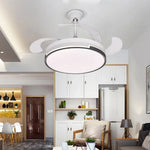 Invisible Ceiling Fan with LED Light, Retractable Blades, Remote Control