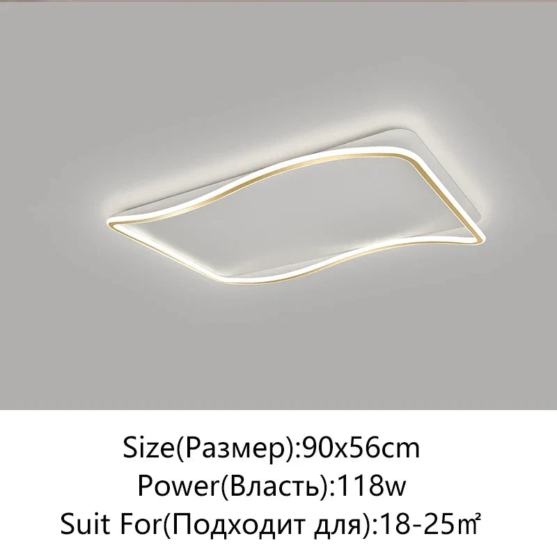Golden LED Ceiling Chandelier: Modern Simplicity for Living, Dining, and Bedrooms