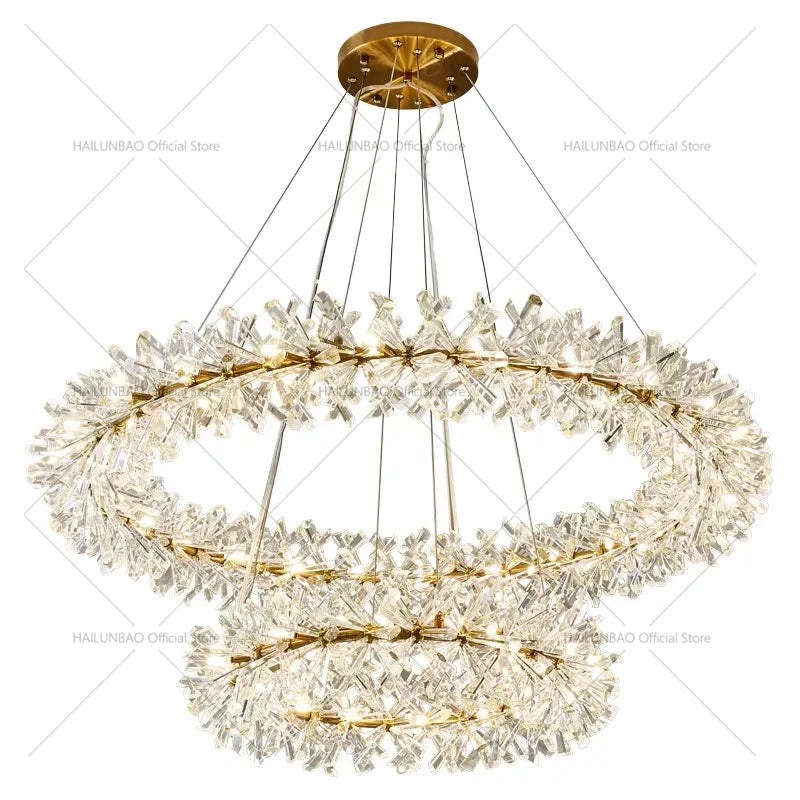 Crystal Chandelier for Living and Dining Room High-End Elegant Bedroom Lighting
