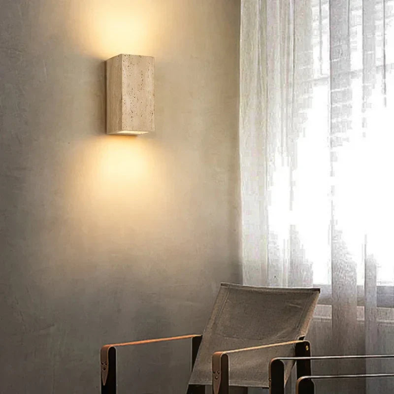 Nordi LED Wall Light COB Yellow Travertine Bedside Lamp Home Decor