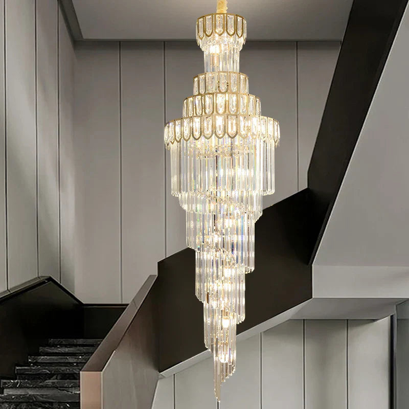 Light Luxury Rotating Crystal Chandelier for Villa Living Room