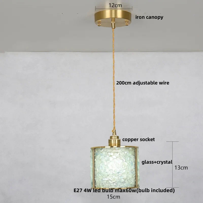 Afralia™ Copper Walnut LED Pendant Lamp Crystal Glass Hanging Light