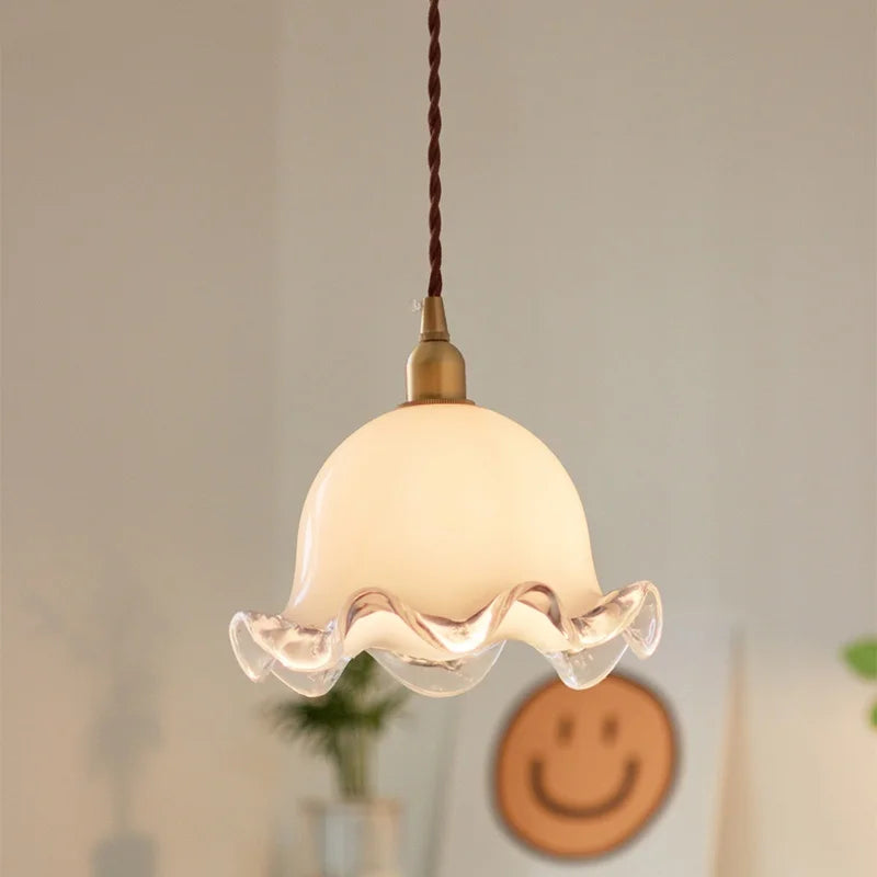 Copper Glass Chandelier LED Pendant Lights for Dining Room Bedroom Bar