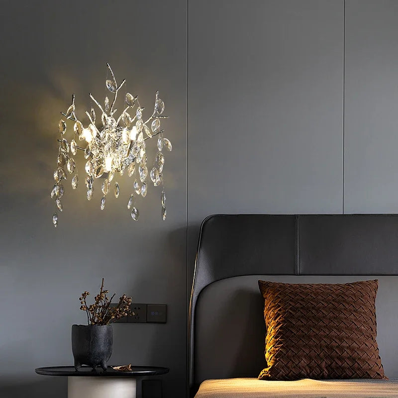 Luxury Gold Wall Sconce Crystal Decor LED Wall Light