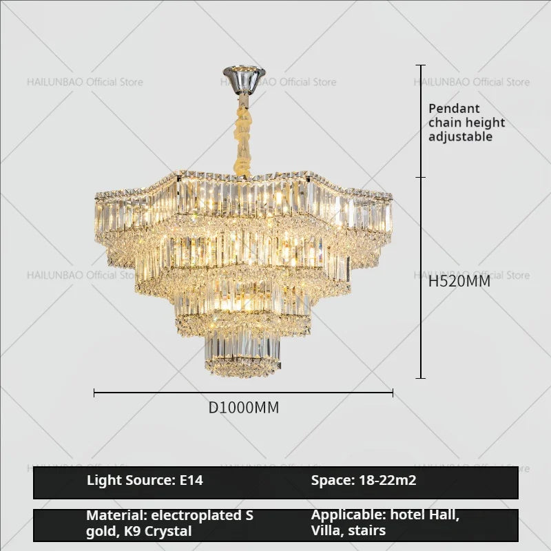 Light Crystal Chandelier: European Style for Living, Dining & Study Rooms