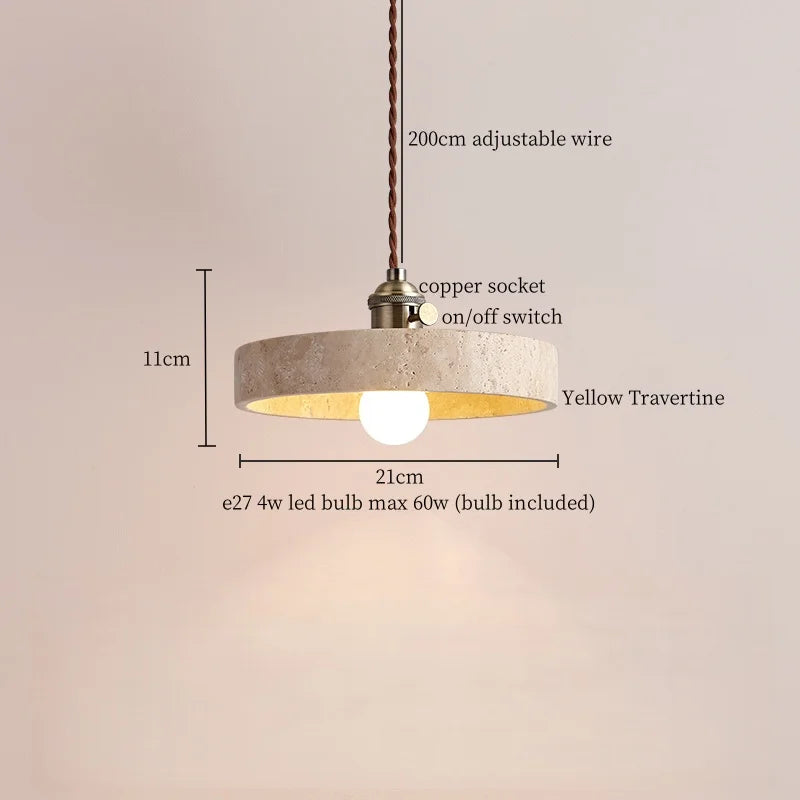 Yellow Travertine LED Pendant Lamps - Wabi Sabi Home Decor & Lighting