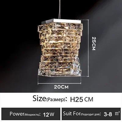Crystal Pendant Chandelier: Elegant Ceiling Light for Bedroom Living Room Home Decor