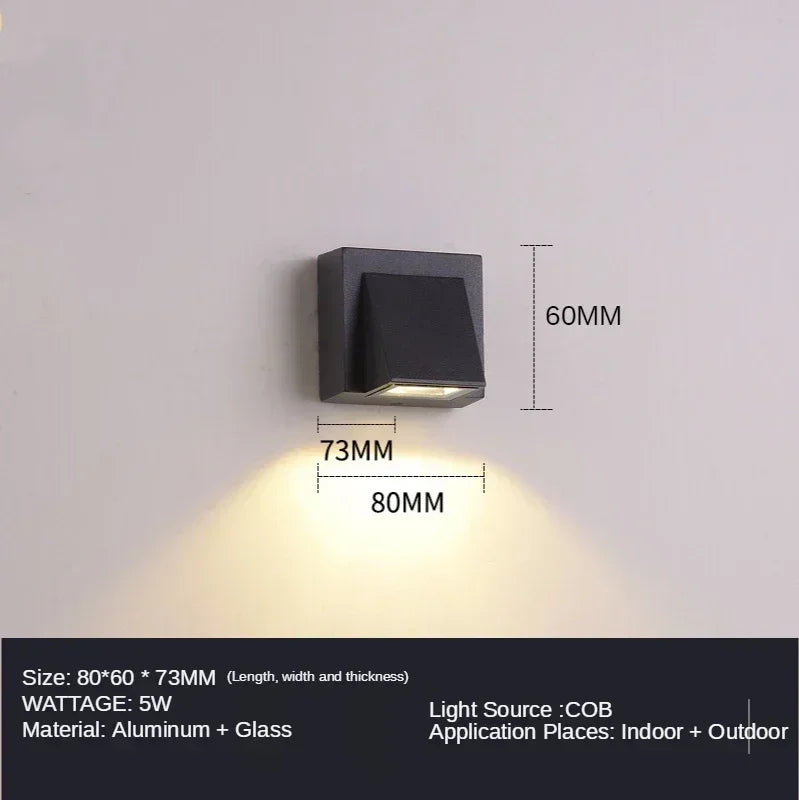 Outdoor Aluminium 5W LED Wall Lamp Sconce for Balcony Garden Decoration
