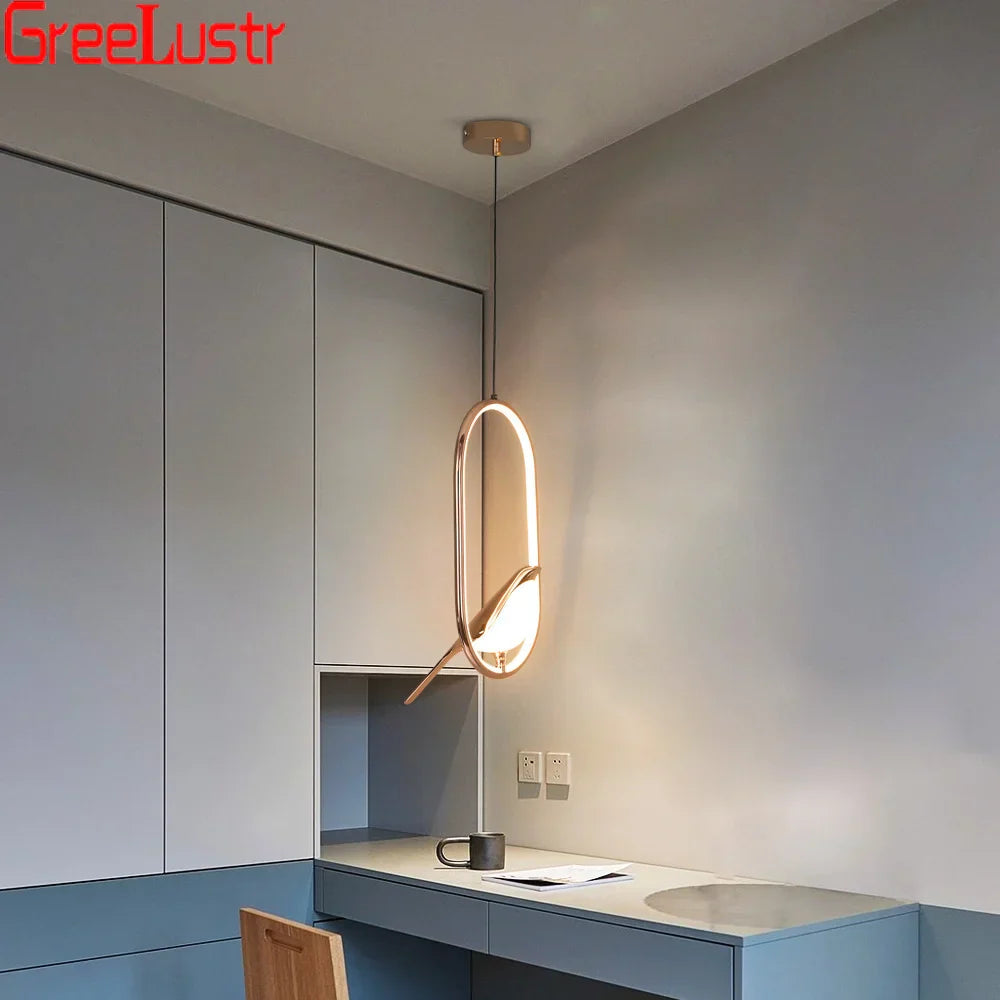 Modern Art Bird LED Pendant Lamp for Entryway Bedroom