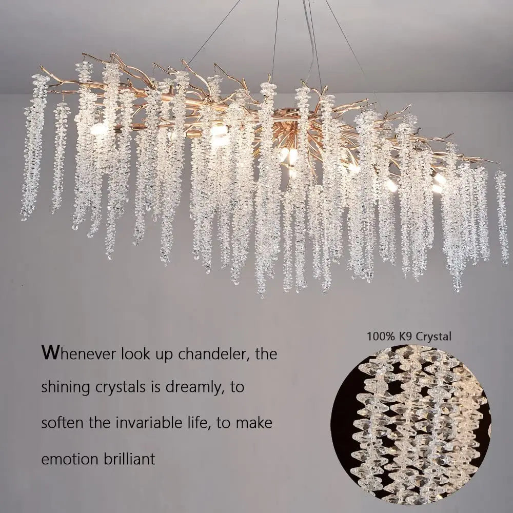 Crystal Tassel Chandelier: Elegant Dining Room Pendant Light Fixtures