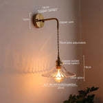 Copper Glass Pull Chain LED Wall Sconce for Indoor Living Room Stairway Lighting