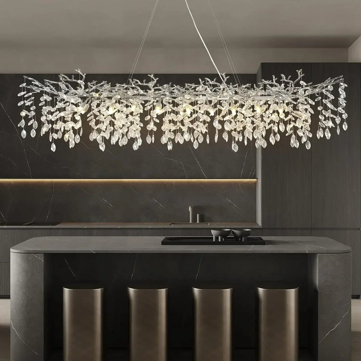 Crystal Suspension Pendant Light: Elegant Chandelier for Dining Room, Living Room, Kitchen
