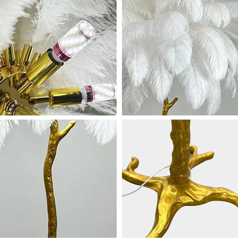 Elegant Feather Floor Lamp with Adjustable Bulbs for Stylish Home Decor