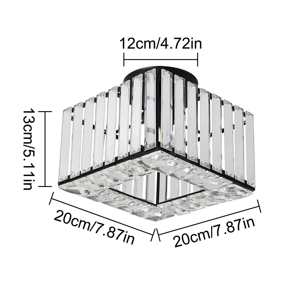Modern Crystal Chandelier Flush Mount Ceiling Light for Bedroom Hallway Office
