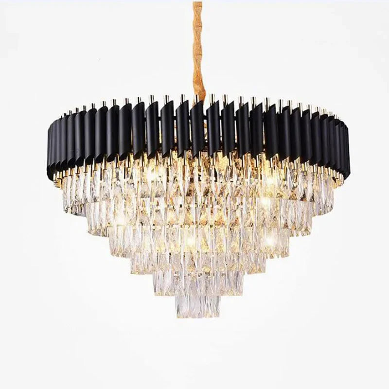 Gold Black Crystal Chandeliers LED Ceiling Light for Luxe Living & Hospitality