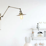 Vintage Industrial Long Arm Adjustable LED Wall Sconce Pull Chain Switch Bedside Lamp
