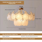 Pearl Crystal Chandelier for Dining Living Bedroom, Elegant French Shell Glass Light