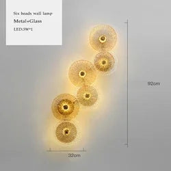 Round Glass Metal Wall Sconce Light for Bedroom Decoration