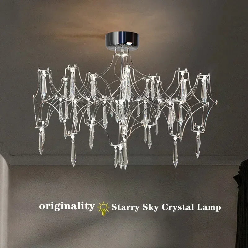 Starry Crystal Chandelier Ceiling Light Luxury Modern Living Room Bedroom Restaurant