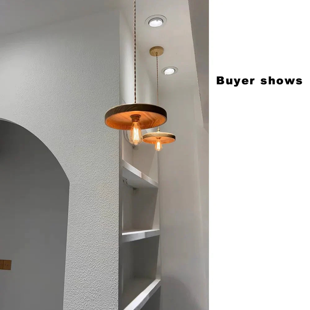 Wood Pendant Lights, Creative Art Hanging Lamps for Restaurant, Bar, Bedside