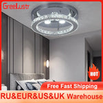LED Crystal Chandelier Mirror Rings Ceiling Light for Home Décor