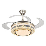 Gold Crystal Retractable Blades Modern LED Ceiling Fan 42" Smart Lightning