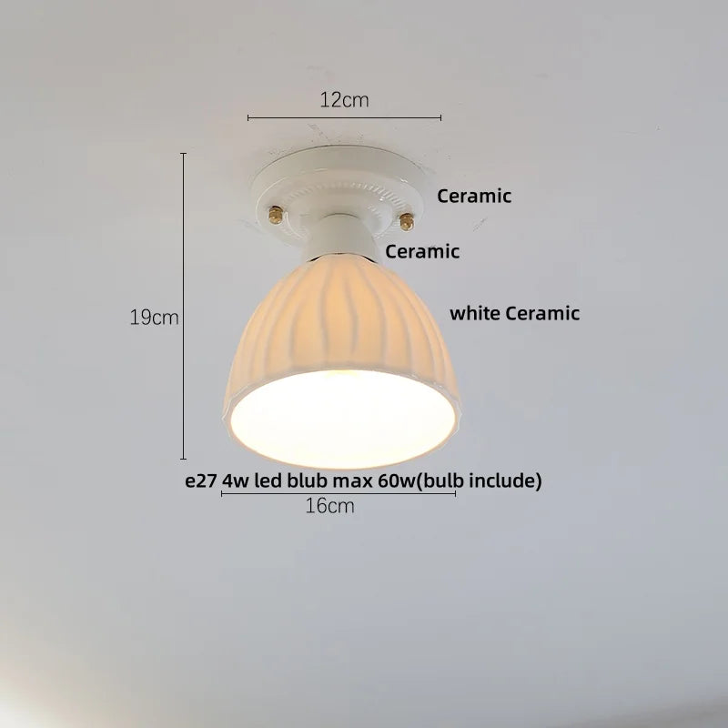 Nordic Modern White Flower Ceramic LED Ceiling Light by Afralia™