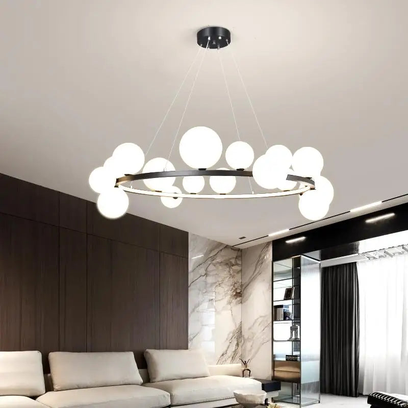 Branching Bubbles Chandelier in Black and Gold for Modern Dining Room
