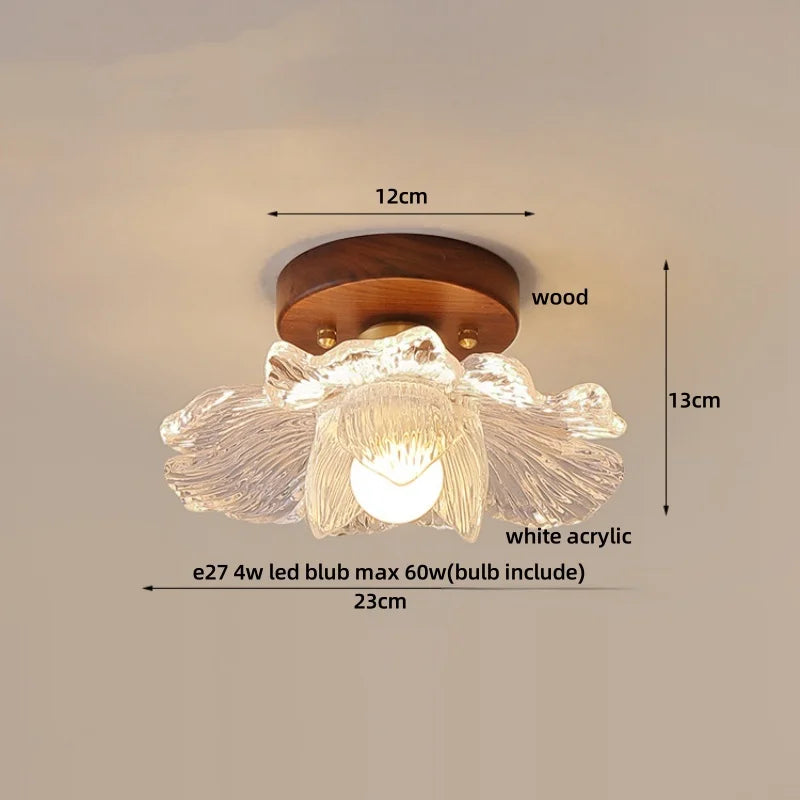 Wood LED Ceiling Light Milk Yellow Resin Plafond Lamp Modern Nordic Decor