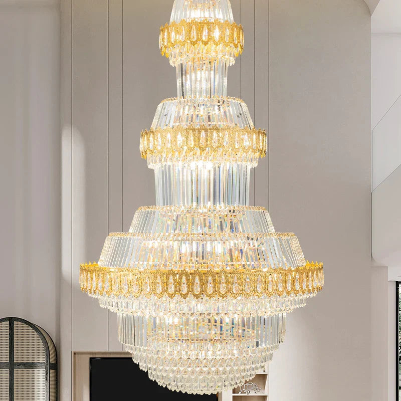 Crystal Chandelier: Villa High Living Room Luxury Lighting