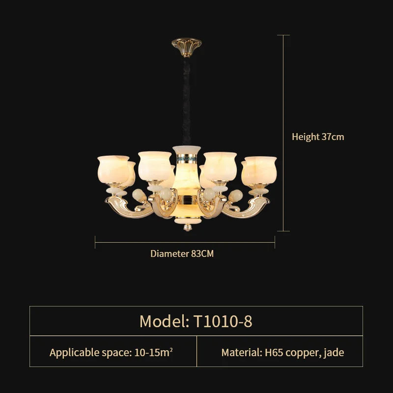 Natural Afghan Jade Villa Chandelier: High-Grade Living Room Lamp for Luxurious Atmosphere
