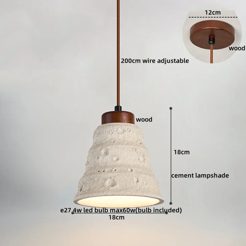 Modern Cement Hanging Light Fixture Aisle Bar Coffee Lampshade LED Pendant