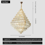 Square Pyramid Crystal Chandelier for Living Room & Hotel Lobby