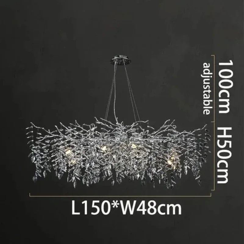 Luxury Crystal Chrome Chandelier Silver Gold LED Tree Branch Chandelier for Living Dining Room