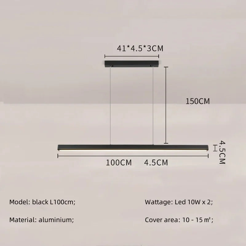 Modern Straight Pendant LED Light - Minimalist Painted Aluminium Chandelier